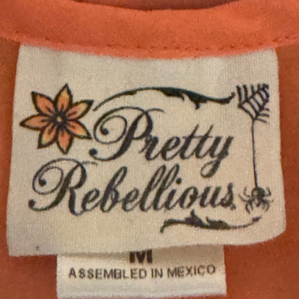 H-4 Pretty Rebellious Cream & Orange Racer Back Sleeveless Hi Lo Tank Top Size M - Picture 10 of 13